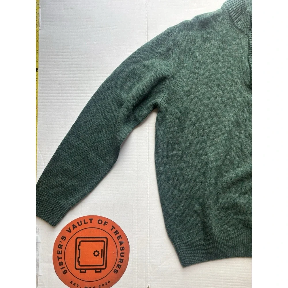 enzo mantovani wool 1/4 Button Mock Neck‎ Sweater Sz Medium Green Mens - Picture 2 of 7